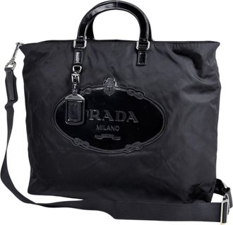 Prada Black Nylon Shoulder Bag Tote Bag (Pre-Owned)