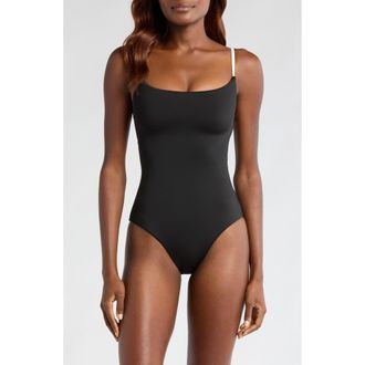 Bondi Born Bianca Lace-Up Back One-Piece Swimsuit in Black at Nordstrom Rack, Size X-Large