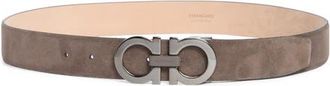 Ferragamo Double Gancio Suede Belt in Elefante Naturale at Nordstrom, Size 115