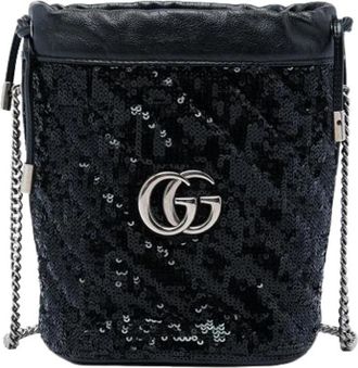 Gucci Pre-owned Quilted Sequin Bucket Bag - Dames - Vintage Tas - Zwart - ONE Size - Leer - Vintage