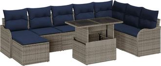 vidaXL Conjunto De Sof&aacute; De Jard&iacute;n 9 Uds. Gris Polirat&aacute;n Vidaxl
