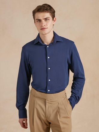 Oliver Brown Pique Jersey Shirt - Navy