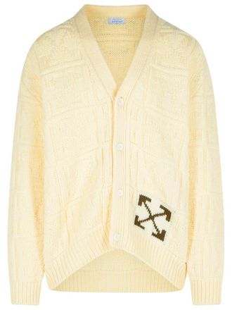 Off-white Arrow 3D Cream Wool Cardigan