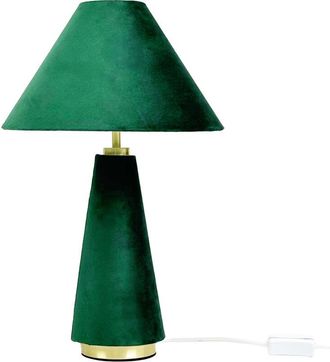 Relaxdays L&aacute;mpara De Mesa Relaxdays, Pantalla Terciopelo Y Base Metal, E14, 47x30 Cm, Dormitorio, Verde Oscuro/dorado