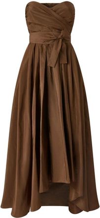 Pinko Strapless Brown Dress With High-Low Hem