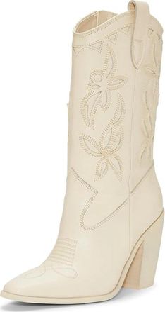 Vince Camuto Womens Vince Camuto Alisah Boots Ivory Mid-Calf Western Bootie GAL1842