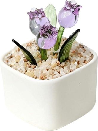 OEM Flores De Tulip&aacute;n Preservadas, Regalo Para El D&iacute;a De La Madre, Figura De Flor De Vidrio Soplado Hecha A Mano, Figuras De Flores De Tulip&aacute;n Vidrio