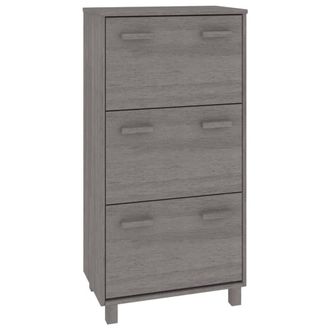 Berkfield Home Shoe Cabinet HAMAR Light Grey 59.5x35x117 cm Solid Wood Pine