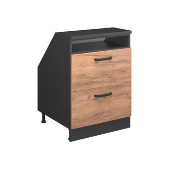 Vicco Armario De Cocina Para Techo Inclinado R-line, Roble Dorado, 60 Cm Con 2 Cajones, Carcasa 60 Cm De Profundidad, Vicco