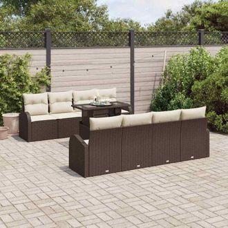 vidaXL Vidaxl - Conjunto De Sof&aacute; De Jard&iacute;n Manual 9 Pcs Marr&oacute;n 100 X 55 X 73 Cm