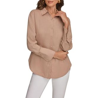 DKNY Linen Button-Up Shirt in Umbria at Nordstrom, Size X-Small