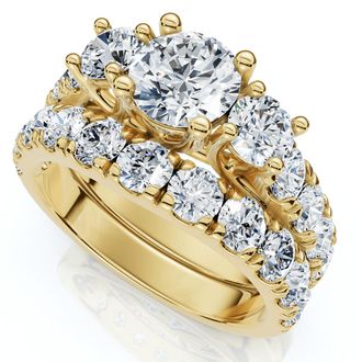 Pompeii3 2Ct TW 3-Stone Diamond Engagement Wedding Ring Set 14k Gold or Pt Lab Grown