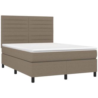 vidaXL Vidaxl - Cama Box Spring Con Colch&oacute;n Tela Gris Taupe 140x190 Cm