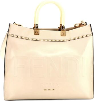 Fendi Sunshine Shopper Leather Medium tote bag - Beige