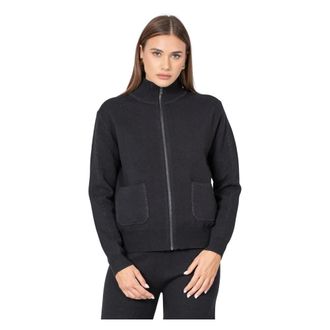 Kocca Zip-throughs, female, Black, L, Sleek contoured high neck jacket