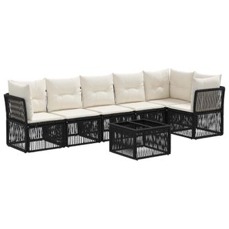 vidaXL Conjunto De Sof&aacute;s De Jard&iacute;n 7 Pcs Negro Rat&aacute;n Sint&eacute;tico Vidaxl