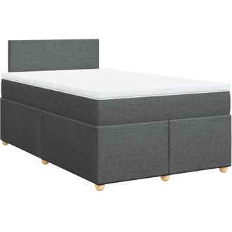 vidaXL Cama Box Spring Con Colch&oacute;n Tela Gris Oscuro 120x190 Cm Vidaxl