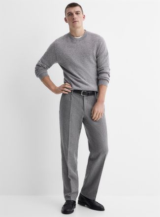 Profuomo Mens Herringbone pure wool pleated pant Loose fit