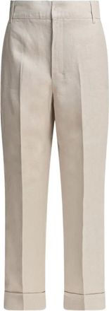 Max Mara pressed-crease linen trousers - Neutrals