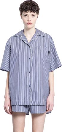Palm Angels Curved Logo Striped Shirt