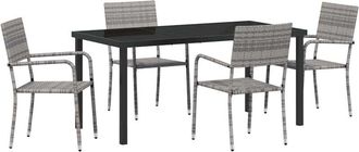 vidaXL Conjunto De Comedor De Jard&iacute;n 5 Pcs Gris Polirat&aacute;n Vidaxl