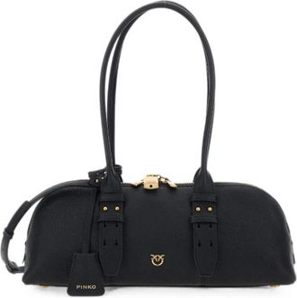 Pinko Horizontale Bowlingtas - Dames - Handtassen - Zwart - ONE Size - Leer - Tassen