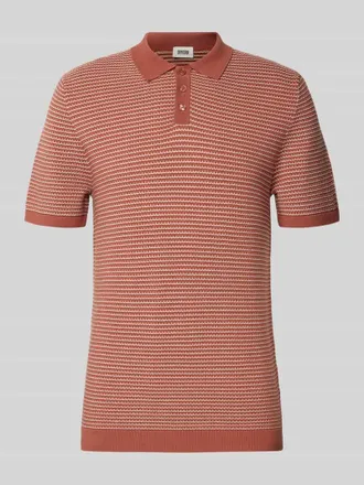 Drykorn Drykorn Slim Fit Strick-Poloshirt mit Strukturmuster Modell BRAIAN in Rostrot, Gr&ouml;&szlig;e XXL