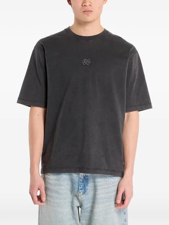 Filling Pieces boxy embroidered T-shirt - men - Organic Cotton - L - Grey