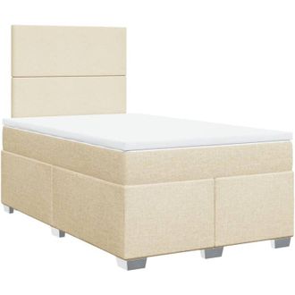 vidaXL Cama Box Spring Con Colch&oacute;n Tela Color Crema 120x200 Cm Vidaxl