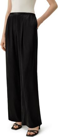 LilySilk Womens Double Faced Silk Charmeuse Pants in Black at Nordstrom, Size 6