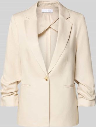 Comma Regular Fit Blazer aus Lyocell-Mix mit Reverskragen in Sand, Gr&ouml;&szlig;e 34