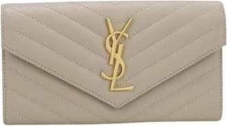 Saint Laurent Pre-owned Long Wallet (bi-fold) - Dames - Vintage Accessoires - Grijs - ONE Size - Leer - Vintage