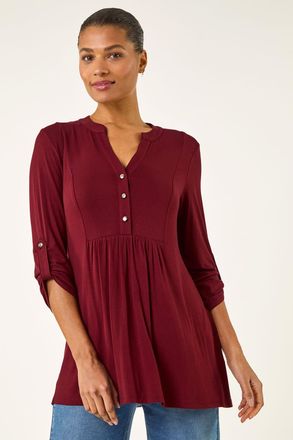 Roman Button Detail Tunic Top