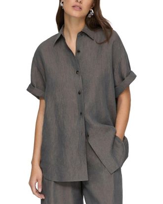 Lafayette 148 New York Drop Shoulder Button Oversized Blouse