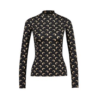 Marine Serre T-Shirt Second Skin Moon Jersey - - Tops - Donna - Nero - L