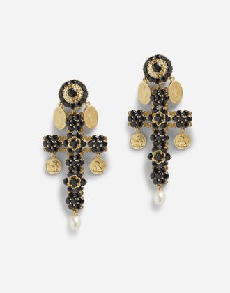 Dolce & Gabbana Sicily Earrings 18-carat Yellow Gold And Black Sapphires - Woman Earrings Gold Metal Onesize
