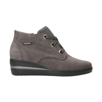 Mephisto Grijze Su&egrave;de Enkellaars - Wijd Model - Dames - Veterlaarzen - Grijs - 35 EU - Su&egrave;de - Schoenen