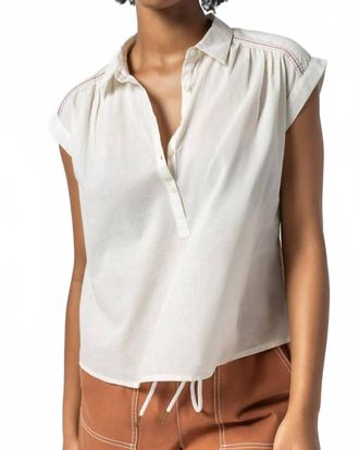 Lilla P Easy Yoke Blouse In Ecru