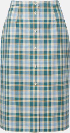 Prada Checked cotton poplin pencil skirt