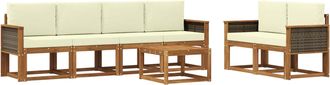 vidaXL Conjunto De Sof&aacute;s De Exterior 6 Uds. Natural Y Crema Vidaxl
