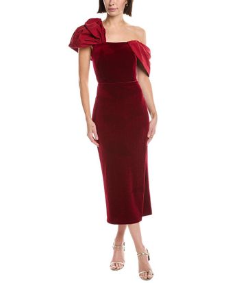 Marchesa Stretch Velvet Fitted Cocktail Dress
