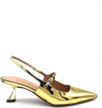 Ninalilou Spiegel Leren Slingback Sandalen - Dames - Pumps - Geel - 37 EU - Leer - Schoenen