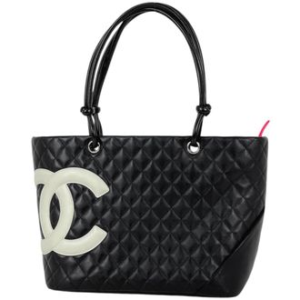 Chanel Black Leather Shoulder Bag Tote Bag (Pre-Owned)