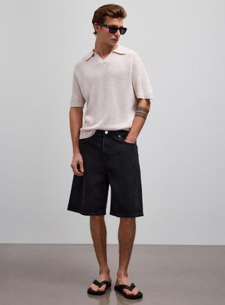 Le 31 Mens Black denim jort Inseam: 11