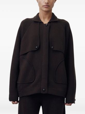 Allude drop-shoulder felted jacket - Brown
