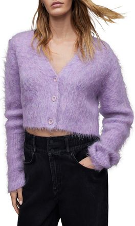 AllSaints Wick Crop Cardigan in Lilac Haze at Nordstrom Rack, Size X-Small