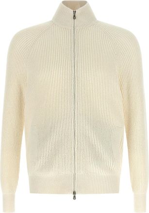 Brunello Cucinelli White Zip Cardigan