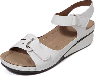 Generic Stylish Womens Open Toe Adjustable Strap Sandals For Casual Summer Wear With Comfortable Heel Design Ideal For Pairing With Denim (White, 4.5)