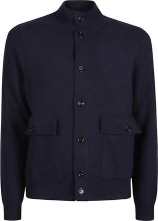 Lardini Double Jacket - Heren - Vesten - Blauw - L - Wol - Truien & Vesten