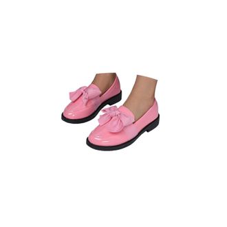 Generic Loafers Shoes for Women Girls School Shoes Womens Patent Loafers with Bow Trendy Comfort Closed Round Toe Slip On Bow-Knot Dress Flat Low Heels Pump L